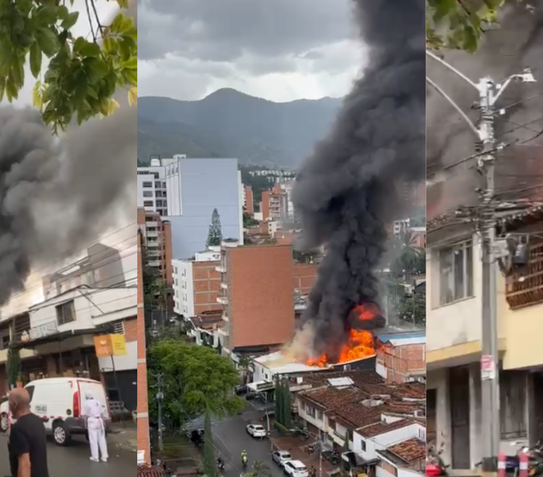 autoridades controlaron voraz incendio estructural en un lavadero de carros de la avenida 33, en Medellín